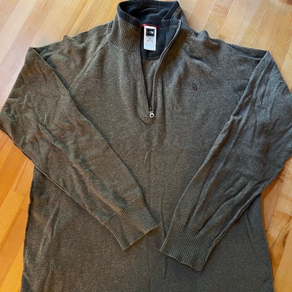 The North Face Sweater 1/4 zip Knit Wool Pullover SZ M Grey